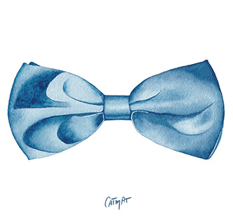 Noeud Papillon Bleu de Prusse Aquarelle CatMat 2023